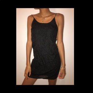 Black mini dress with texture in the front